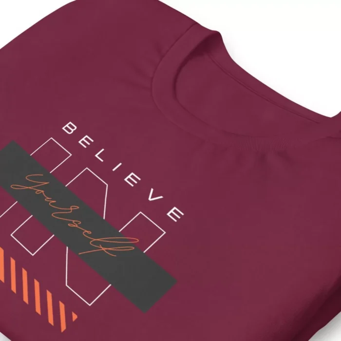 Belive unisex staple t shirt maroon zoomed in 631763ba11fe9 jpg