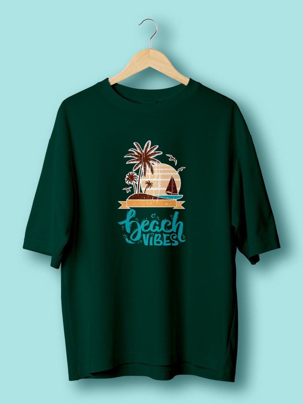 Beach Vibes oversize tshirt Green