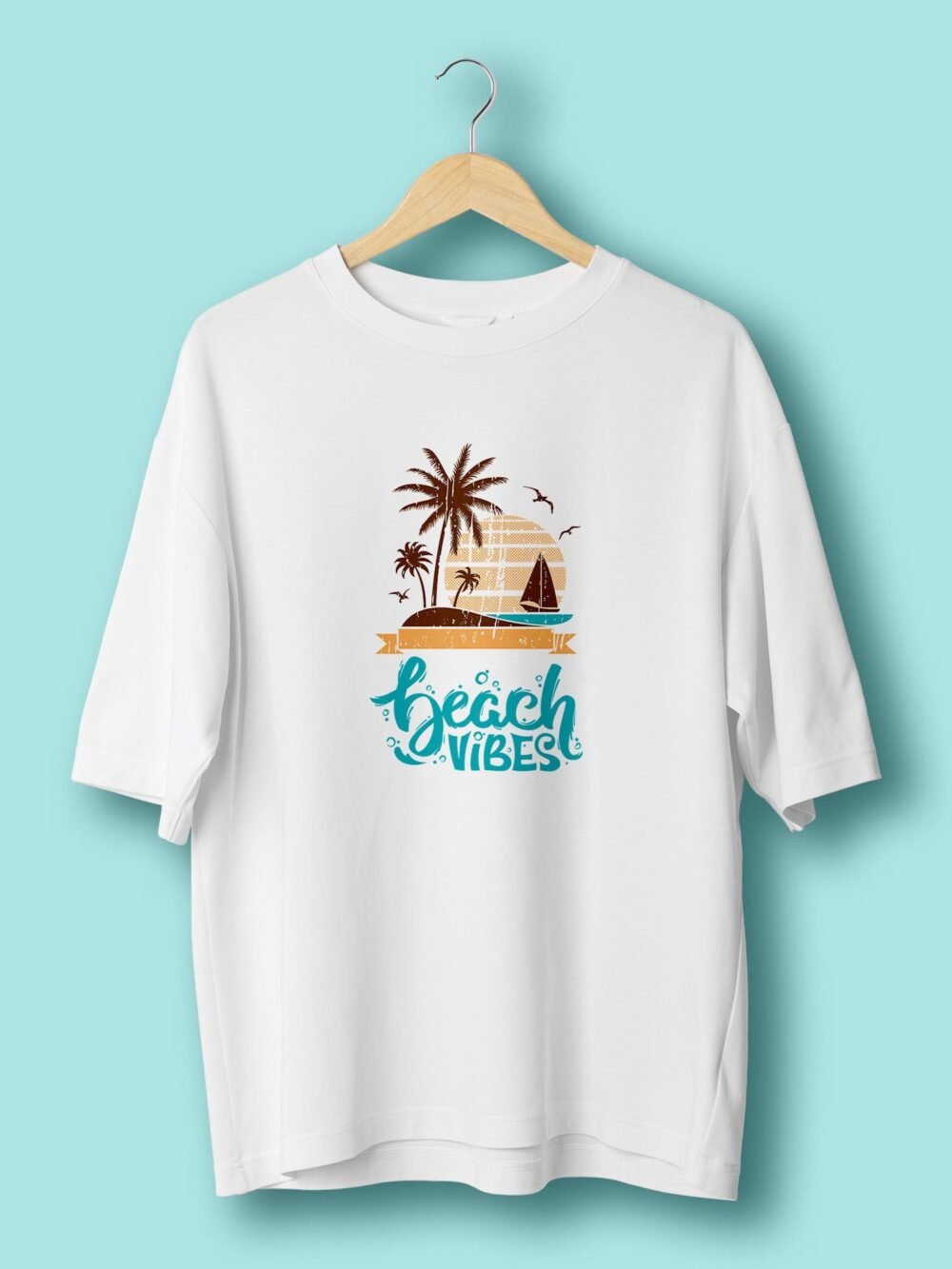 Beach Vibes oversize tshirt White