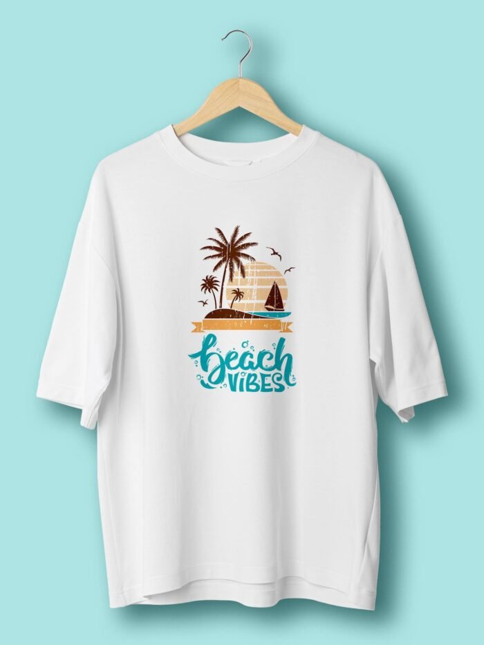 Beach Vibes oversize tshirt White
