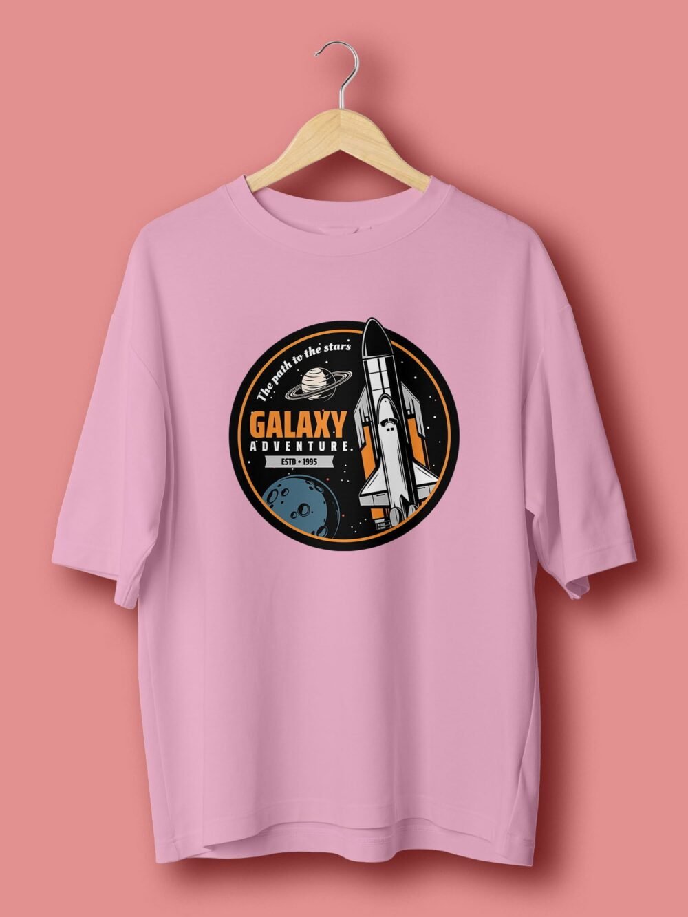 Galaxy Adventure oversize tshirt Light Pink