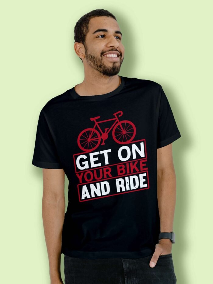 Get on your bike and ride Tshirt Regular Model Black scaled