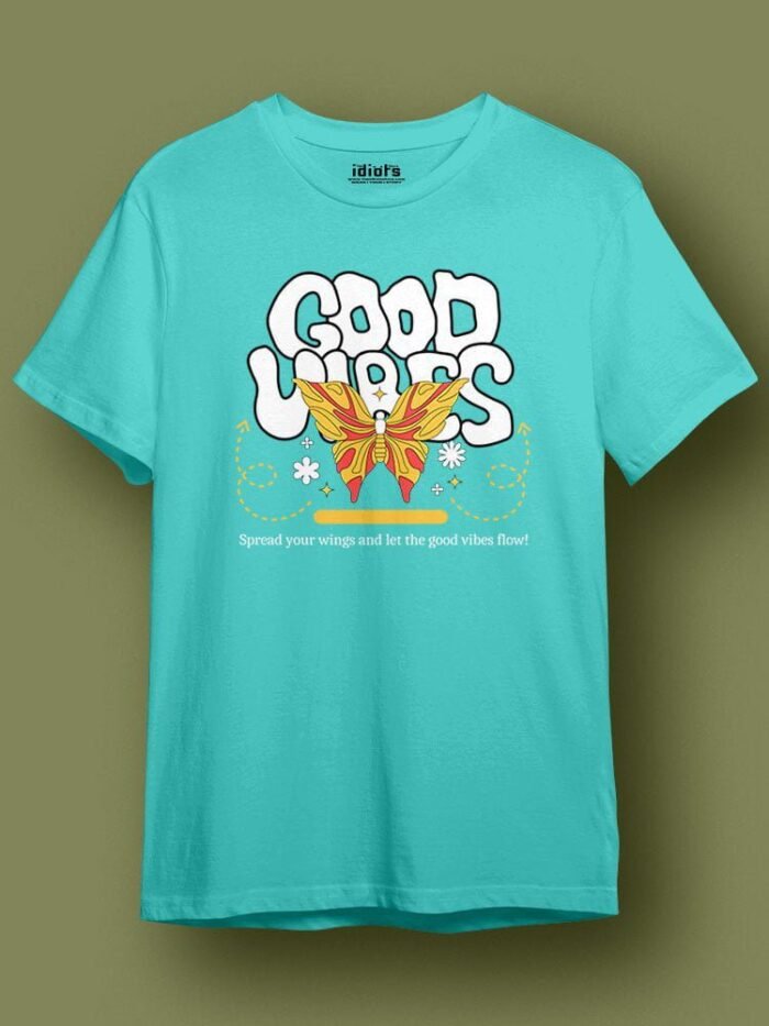 Good Vibes Butterfly Regular T Shirt Mint