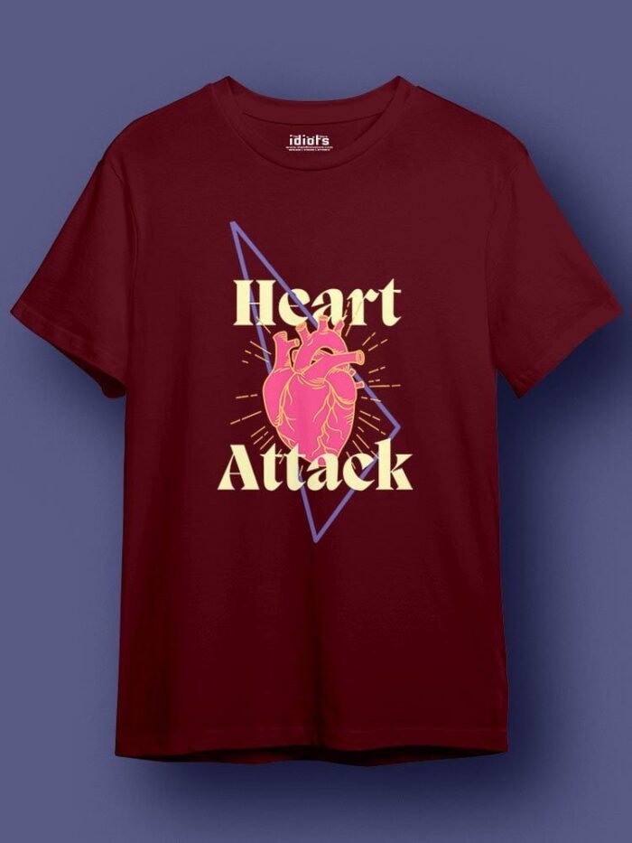 Heart Attack Regular T Shirt Maroon