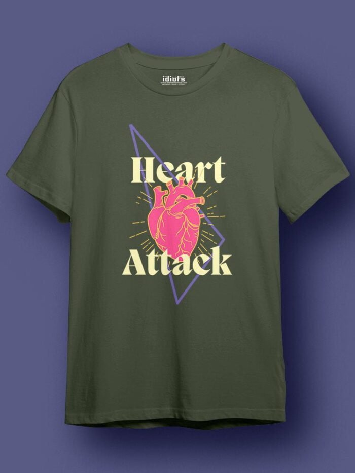 Heart Attack Regular T Shirt Olive