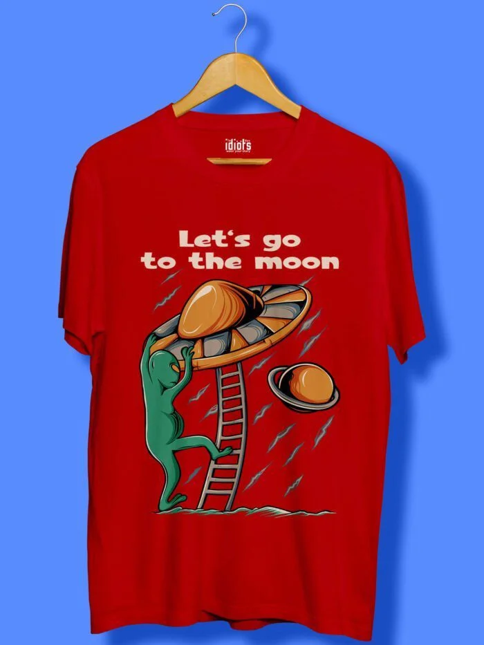 Lets Go to the Moon Unisex T Shirt Red scaled