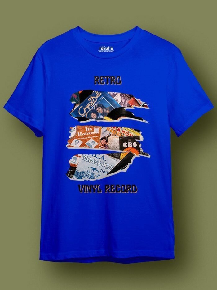 Retro Vinyl Record Regular T Shirt Royal