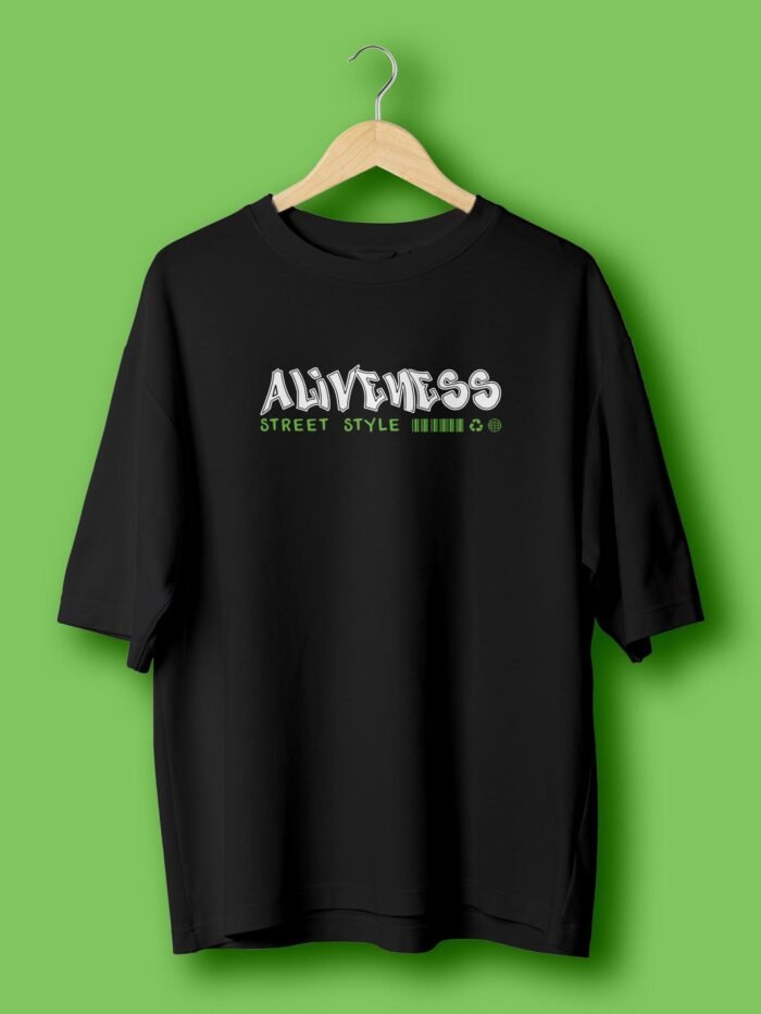 Aliveness oversize tshirt Front Black