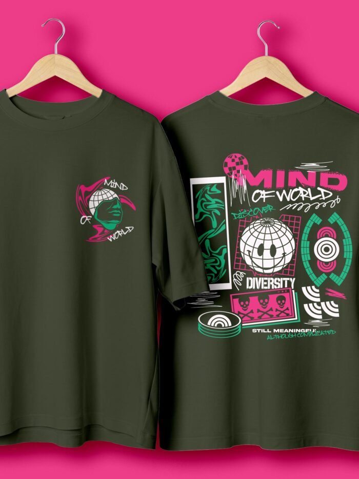 Mind of World Both Side Printed Streetwear Oversized T-Shirt