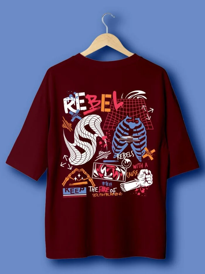 Rebel Both Side Printed Oversized T-Shirt