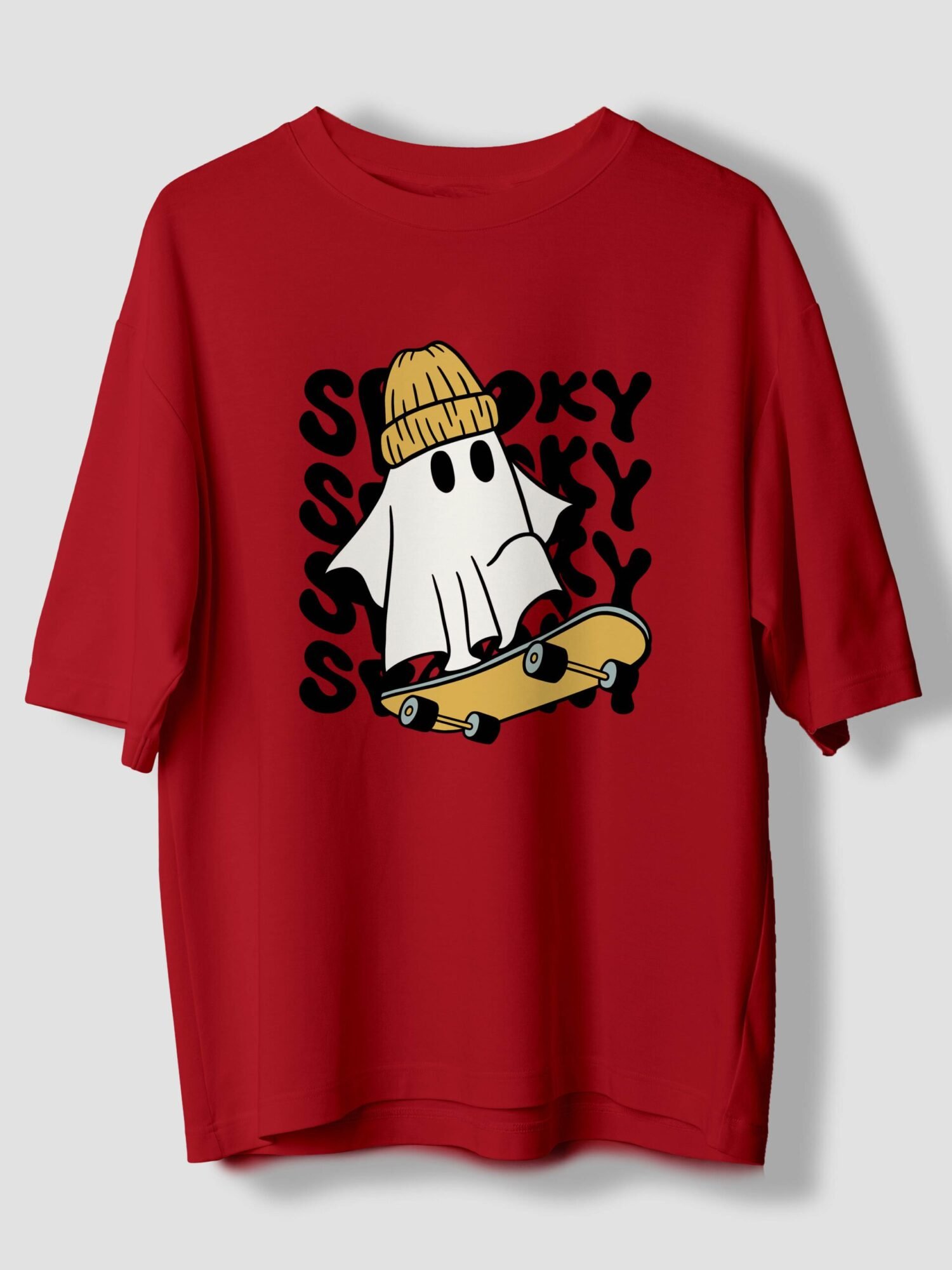 Spooky Skate Rider Printed Oversized T-Shirt