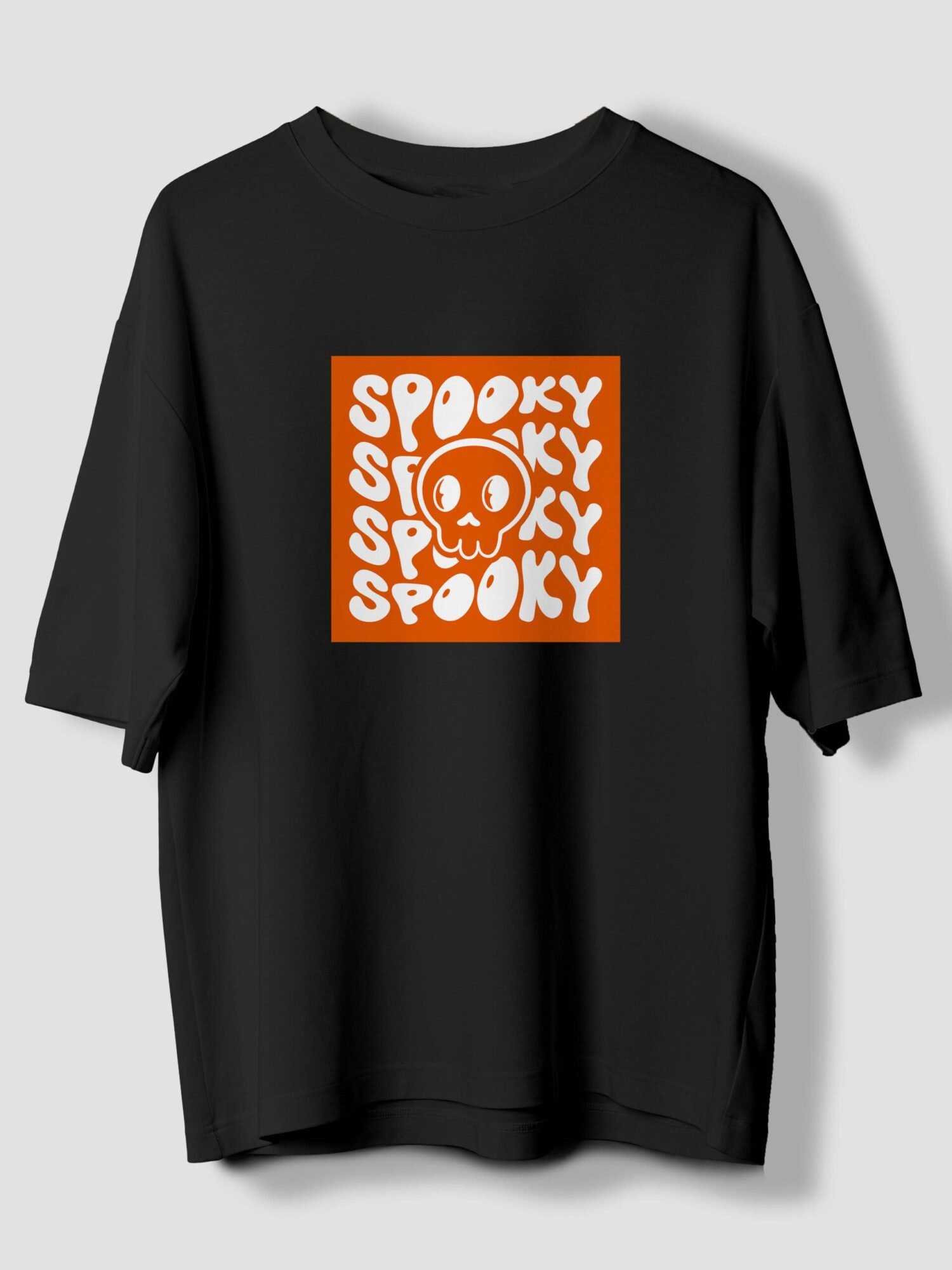 Spooky Skull Printed Oversized T Shirt