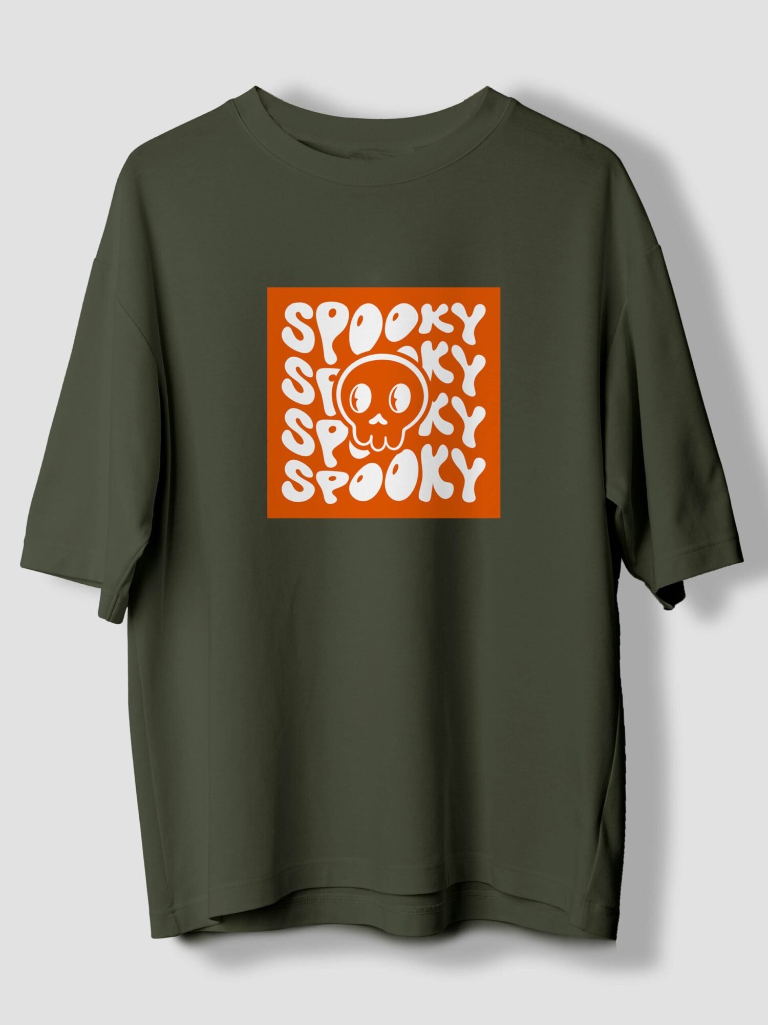 Spooky Skull Printed Oversized T Shirt