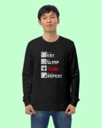 Eat Sleep Anime Repeat Printed Sweatshirt