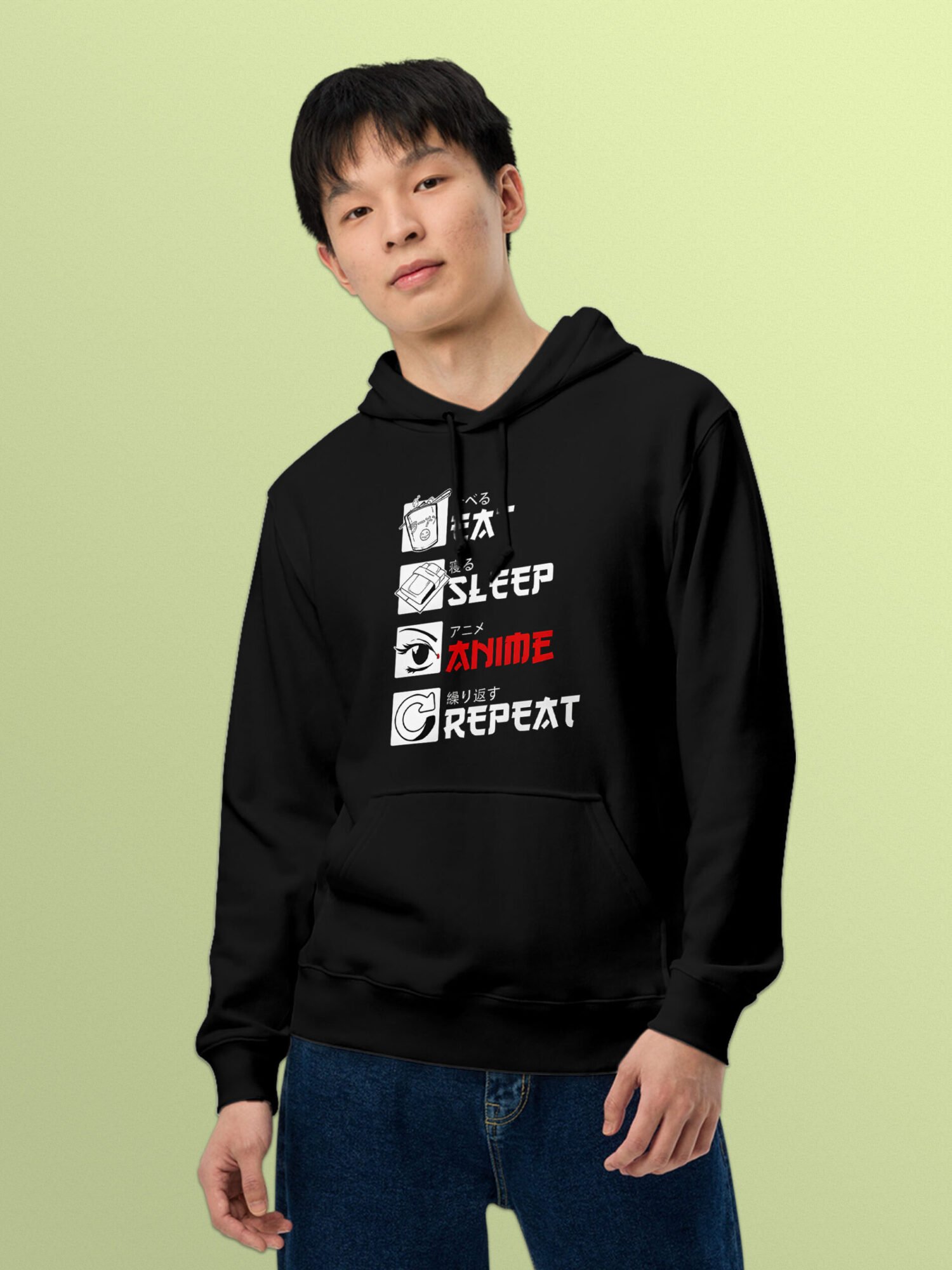 Eat Sleep Anime Repeat Hoodie Black