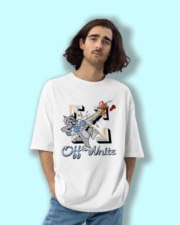 Buy Off White Tom and Jerry Oversized Tshirt for men and women THE IDIOTS STORE