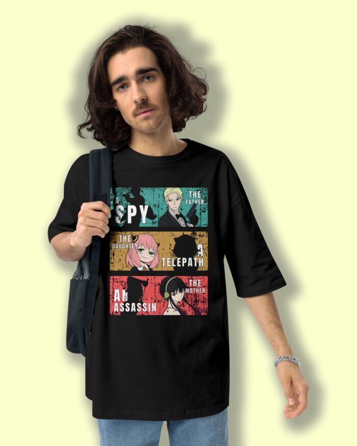 Spy Family collage Oversized T shirt Black1