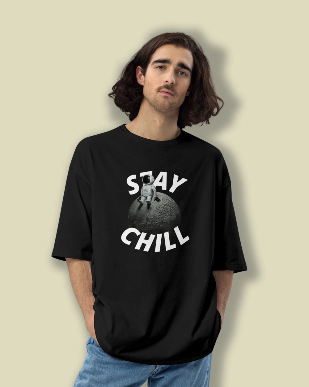 Stay Chill Oversized T shirt Black1