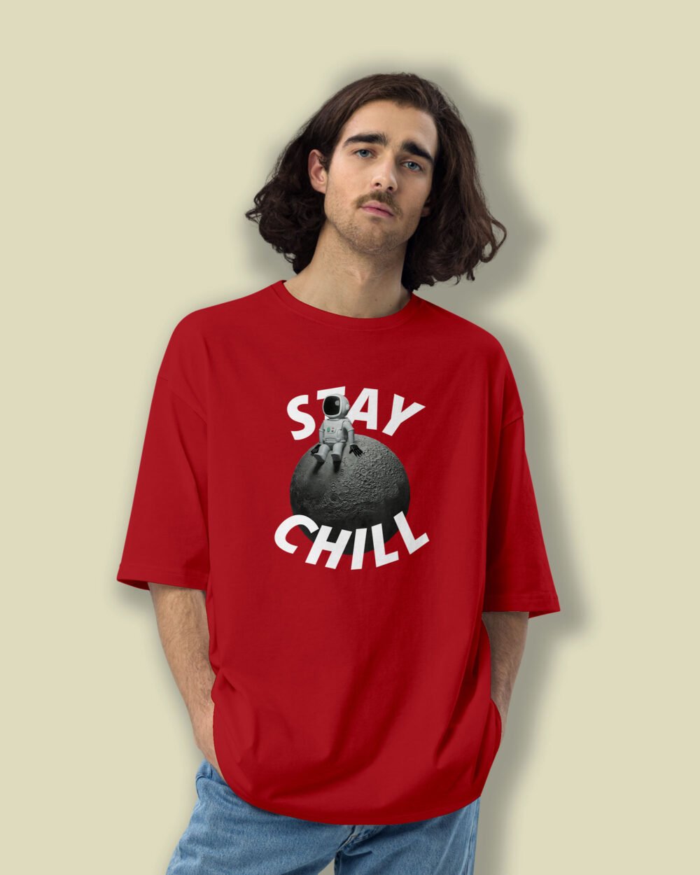 Stay Chill Oversized T shirt Red1