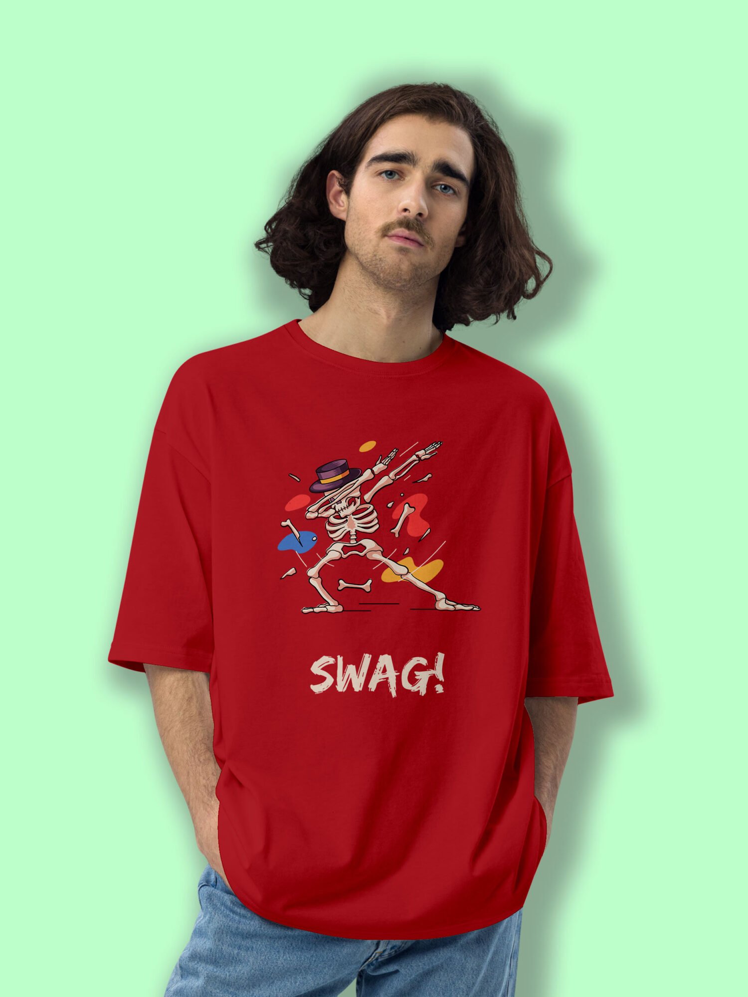 Swag red color oversized tshirt