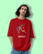 Swag red color oversized tshirt