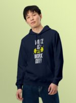 wake up and work out printed hoodie Navy