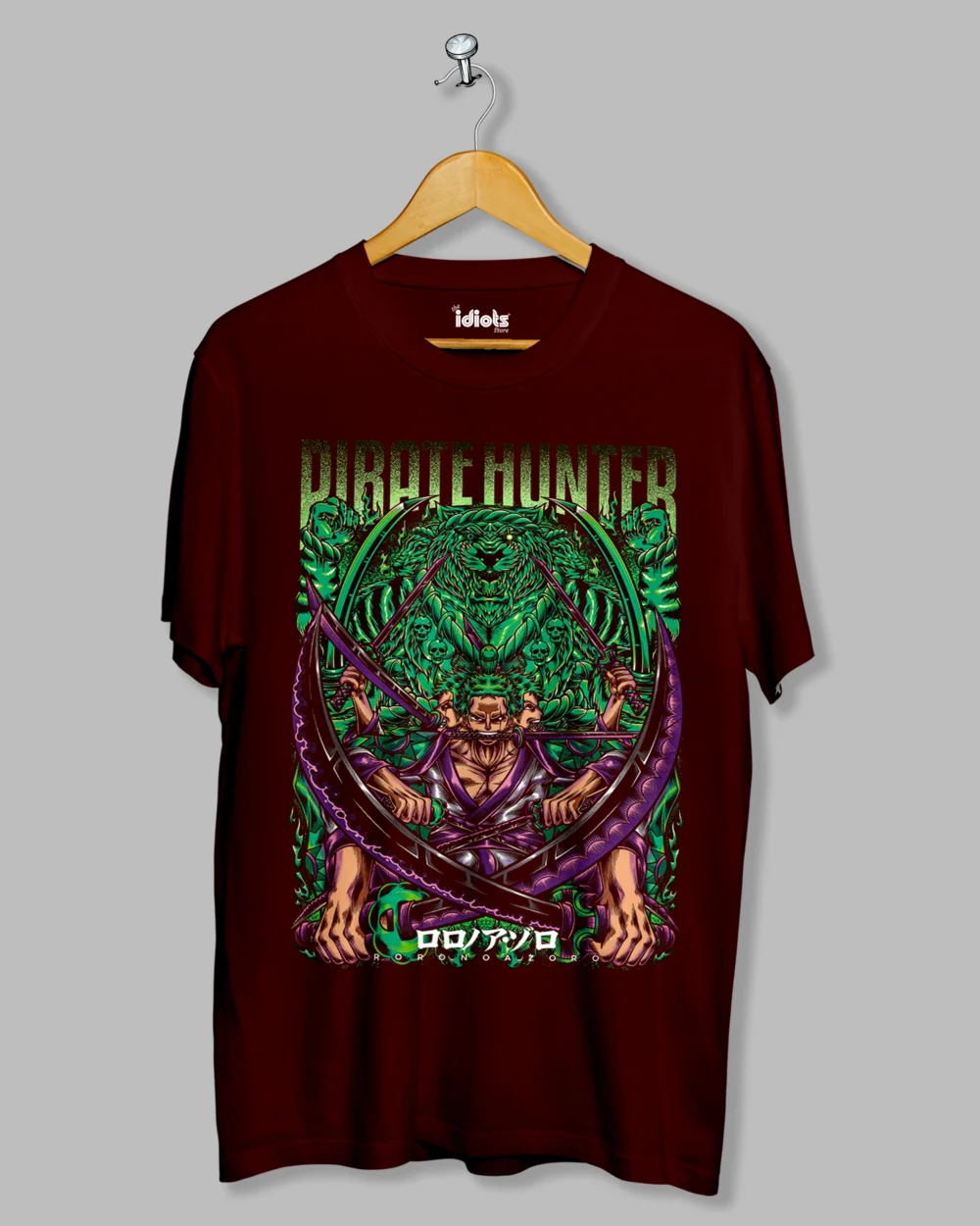 Pirate Hunter Anime Regular Tshirt Maroon