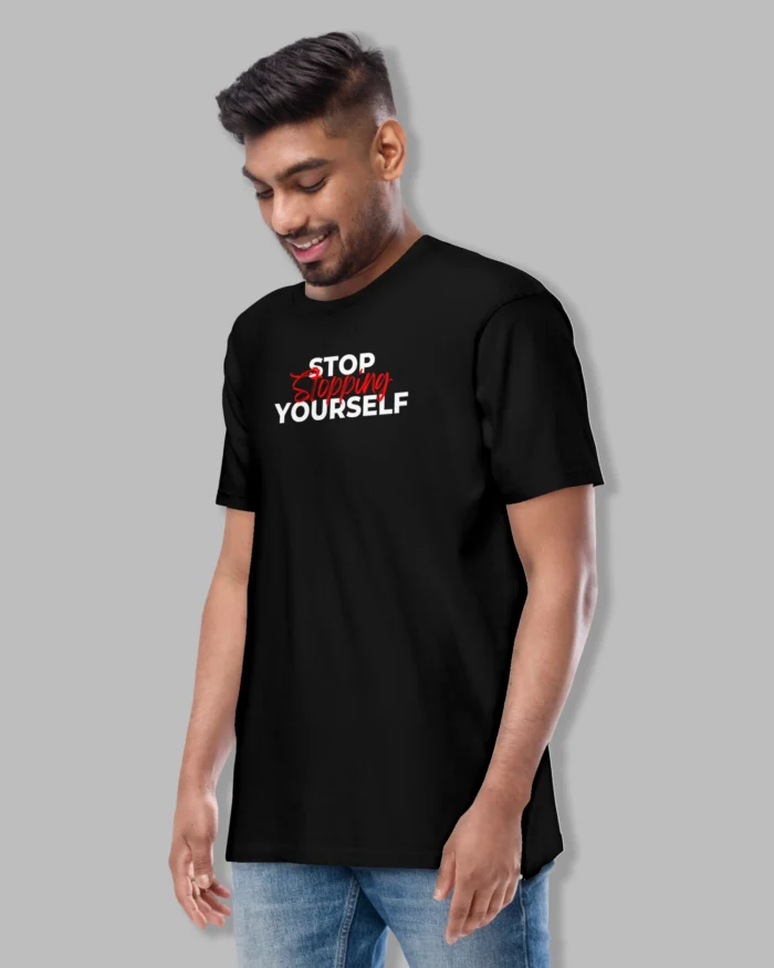 Stop Stopping Yourself Regular Tshirt Black Model