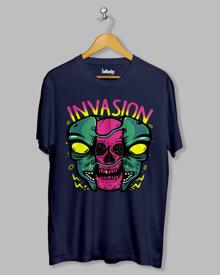 Invasion Skull Regular Tshirt Navy