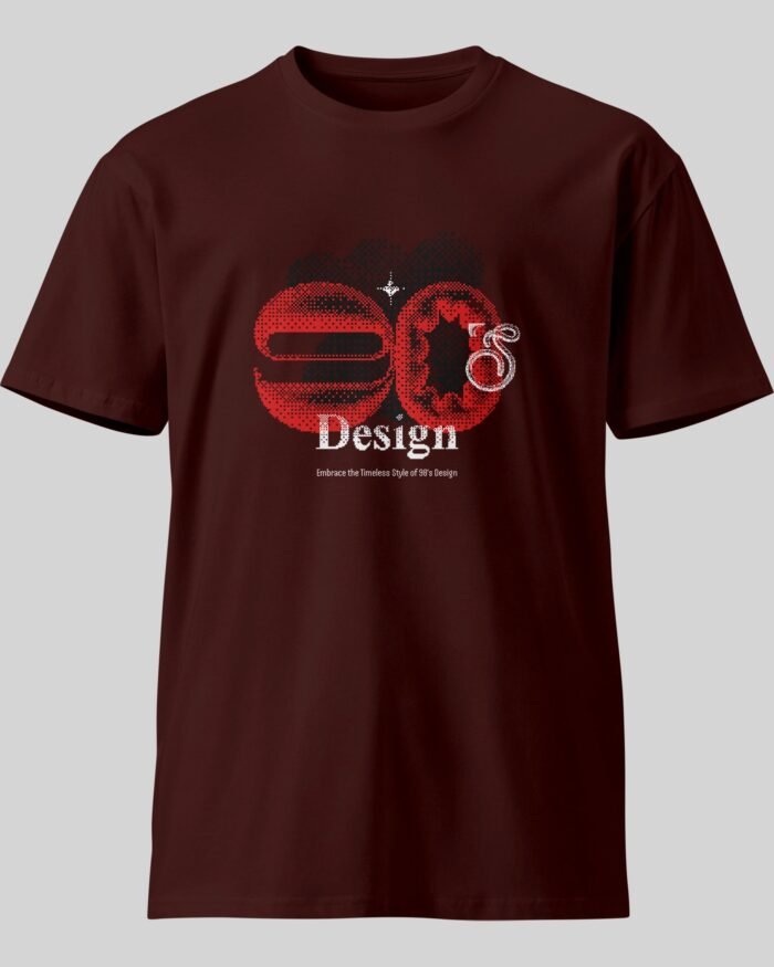 90 s Design New T Shirt Maroon