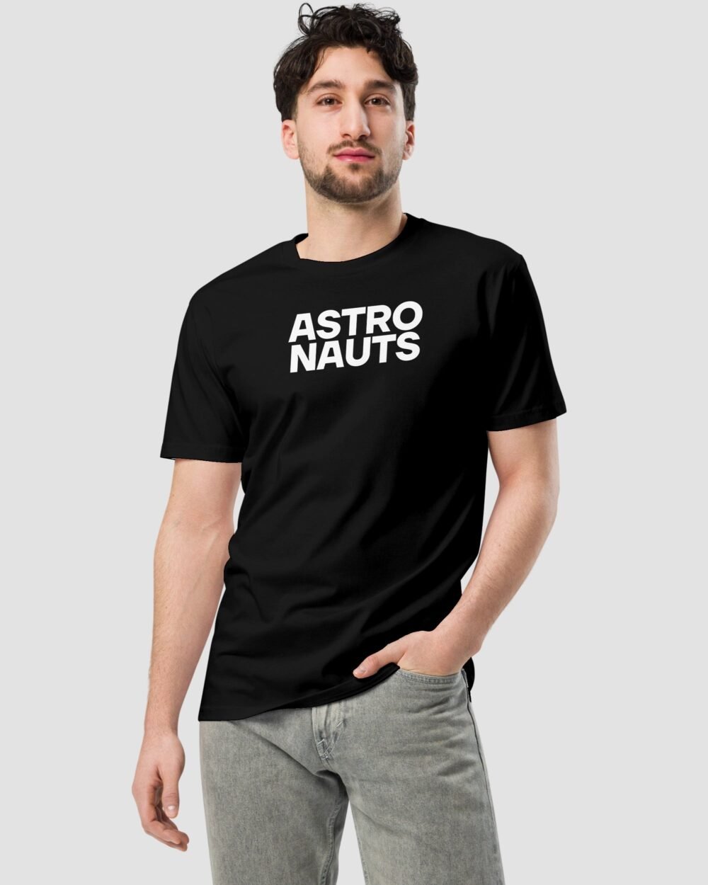 AstronautNewT ShirtBlackFrontModel