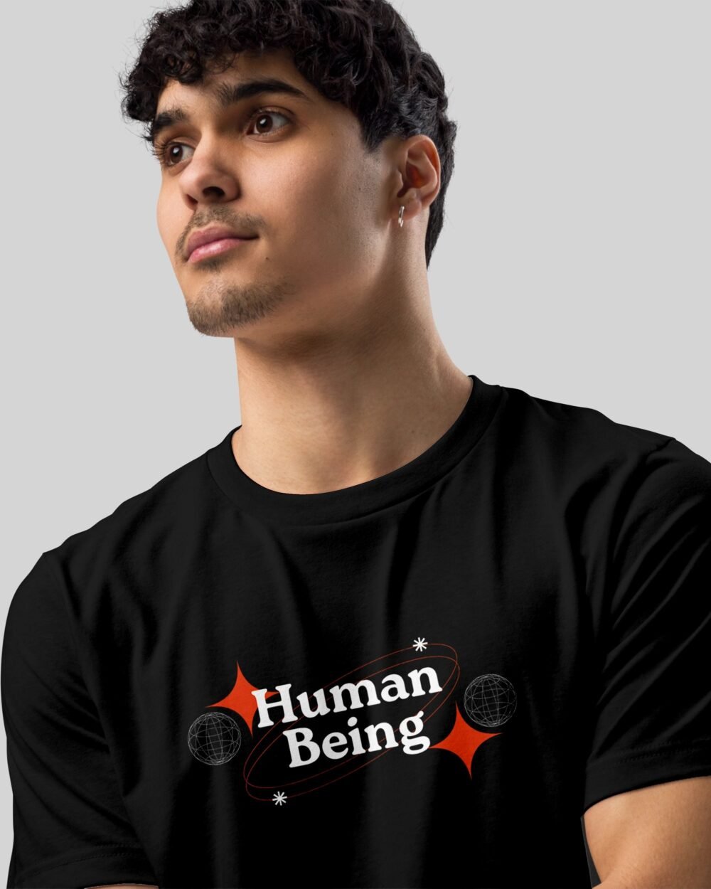 HumanBeingNewT ShirtBlackModel1