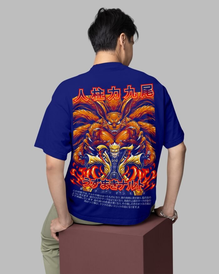 NarutoDargonAttackOversizedTshirtRoyalBlueBack1