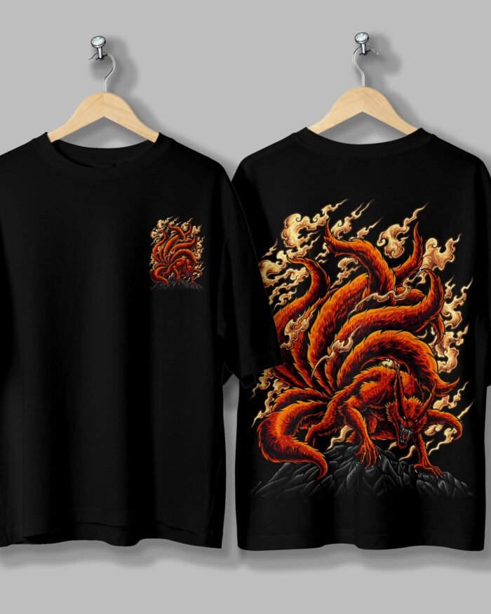 Naruto Dargon Oversized Tshirt Both Black