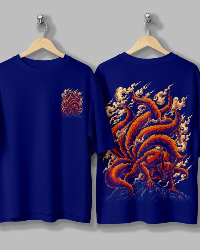 Naruto Dargon Oversized Tshirt Both Royal Blue