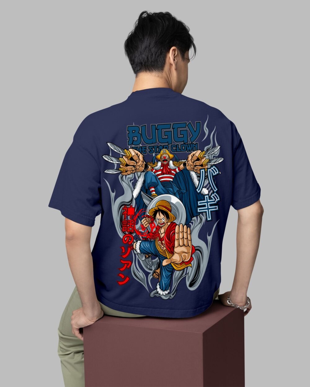 One Piece Buggy Oversized T Shirt Back Navy f4c7382a 53cf 43fc ba94 1d5ba03c671b