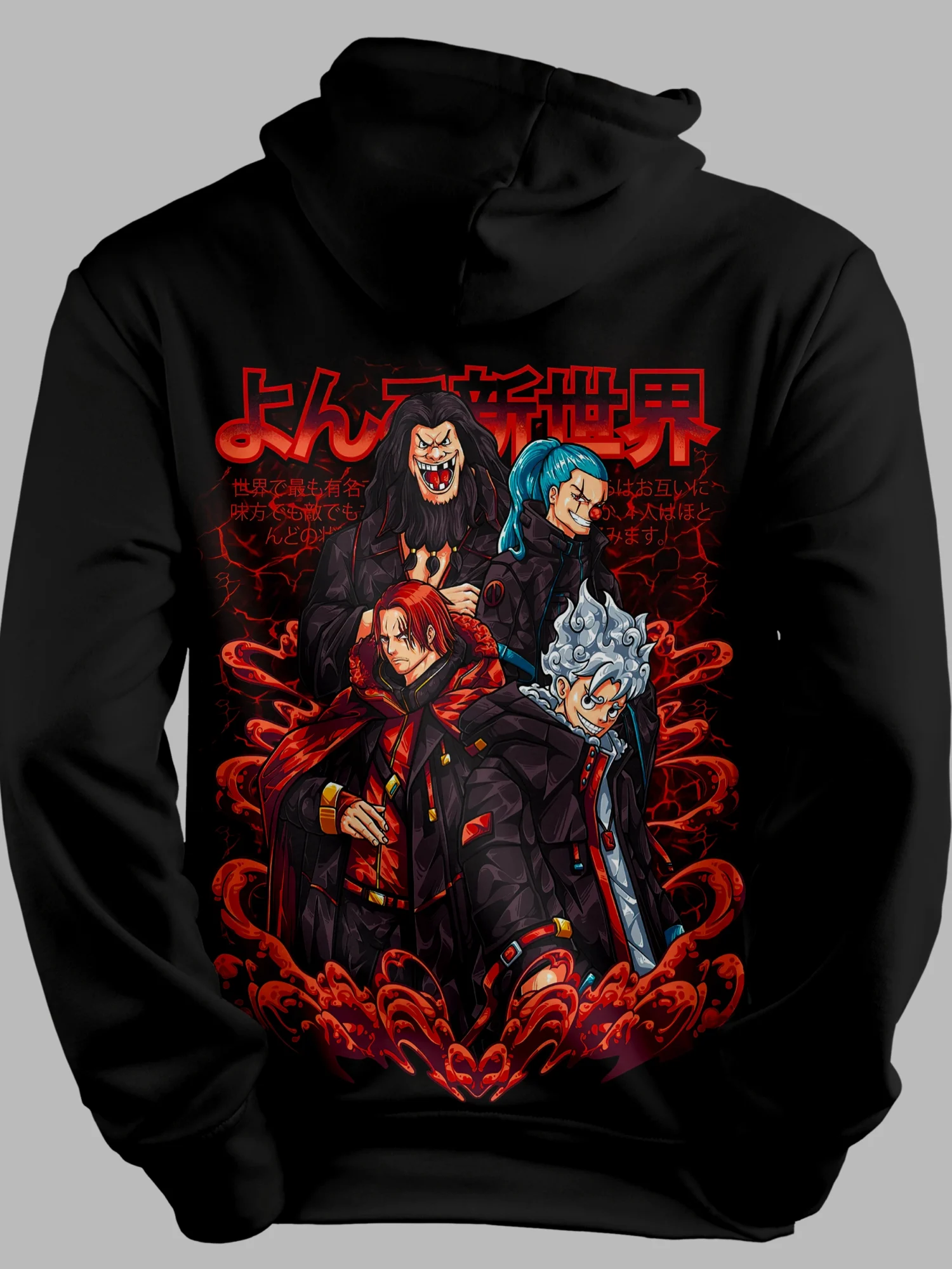 One Piece Red Both Side Printed Anime Hoodie