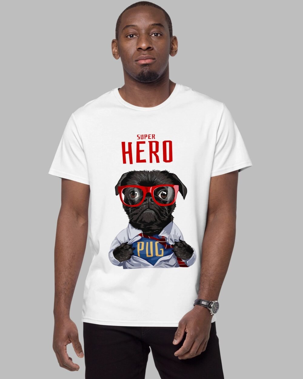 PugSuperHeroNewT ShirtWhite