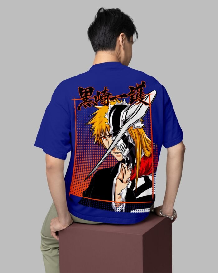 Th Lust Anime Oversized Tshirt Royal Blue Back