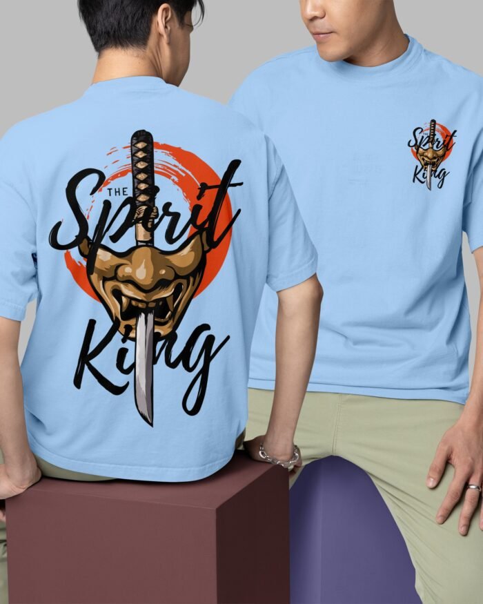 The Spirit King Oversized Tshirt Baby Blue Both