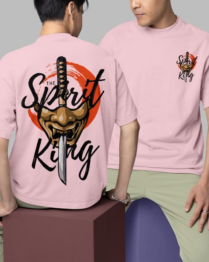 The Spirit King Oversized Tshirt Light Pink Both