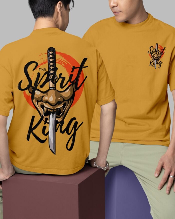 The Spirit King Oversized Tshirt Mustard Yellow Both