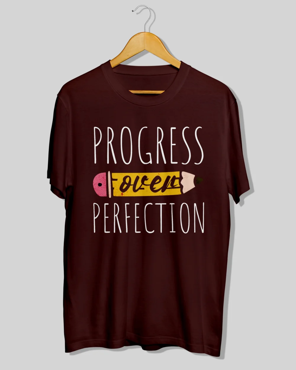 Progress Over Perfection T-Shirt – 180 GSM Cotton, Motivational Growth Design