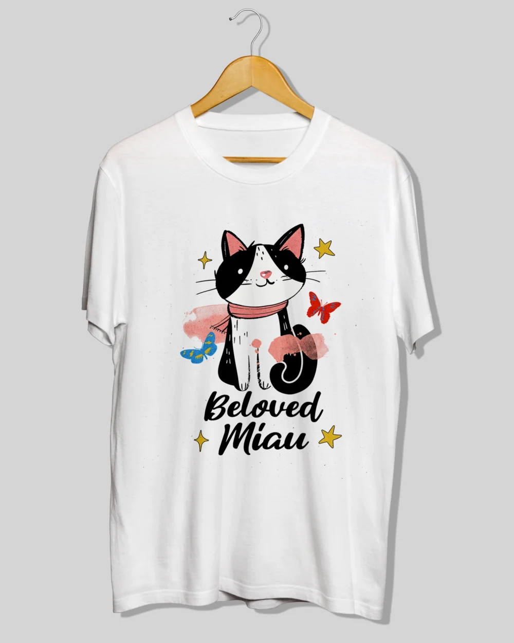 Beloved Miau Cat T-Shirt – Adorable Cotton Tee with Cat Graphic Design