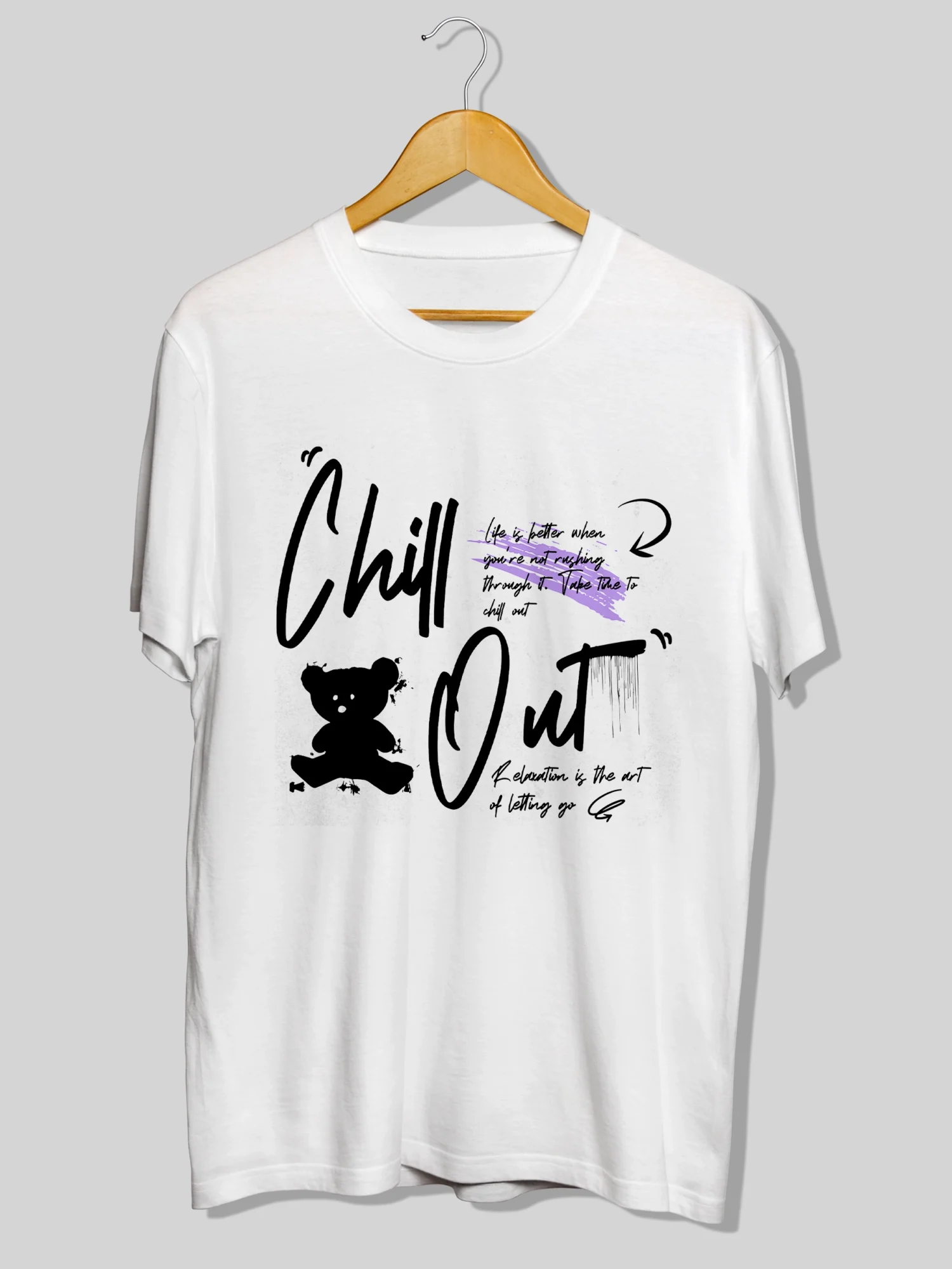 Chill Out Teddy T-Shirt – Premium Cotton Tee with Cute Teddy Graphic Design