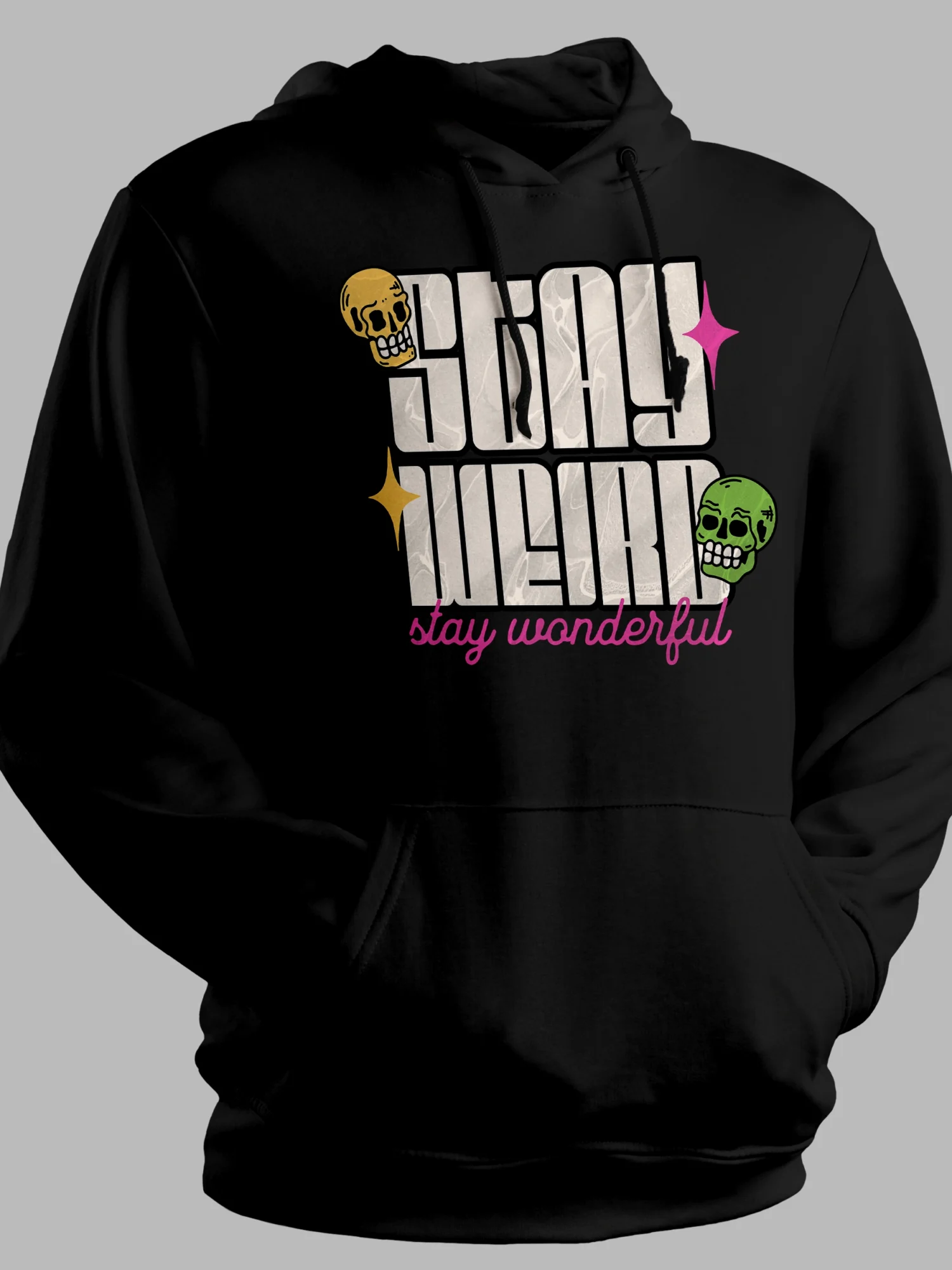 Stay Weird Motivational Hoodie – 100% Cotton, 300 GSM Unisex Hoodie with Unique Graphic Design